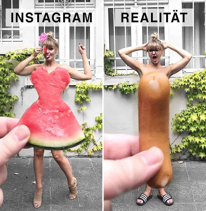 Instagram и реальность: немка шутит над идеальными фотографиями в соцсетях