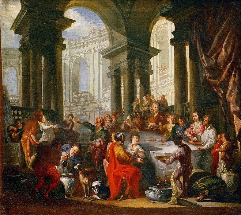 «Застолье под ионическим портиком». Художник Джованни Паоло Панини (1691–1705)