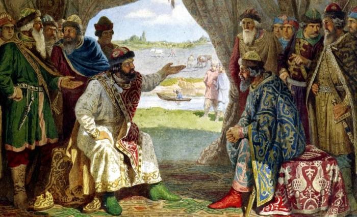  «Долобский съезд князей — свидание князя Владимира Мономаха с князем Святополком» А. Д. Кившенко