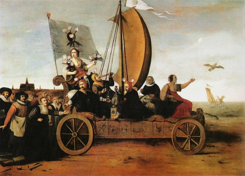 «Колесница Флоры», ок. 1640 г. Картина Гендрика Пота, высмеивающая простаков-спекулянтов