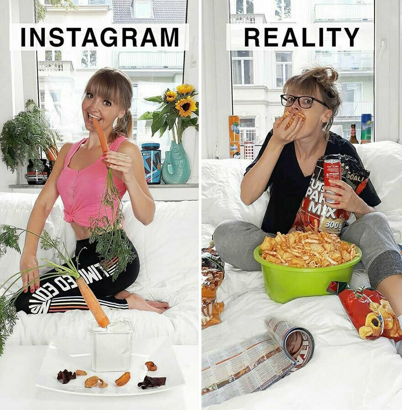 Блог - Instagram VS реальность: девушка высмеивает идеальные снимки из соцсетей Instagram VS реальность: девушка высмеивает идеальные снимки из соцсетей