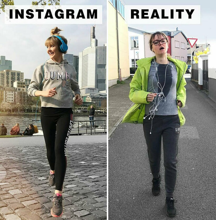 Блог - Instagram VS реальность: девушка высмеивает идеальные снимки из соцсетей Instagram VS реальность: девушка высмеивает идеальные снимки из соцсетей