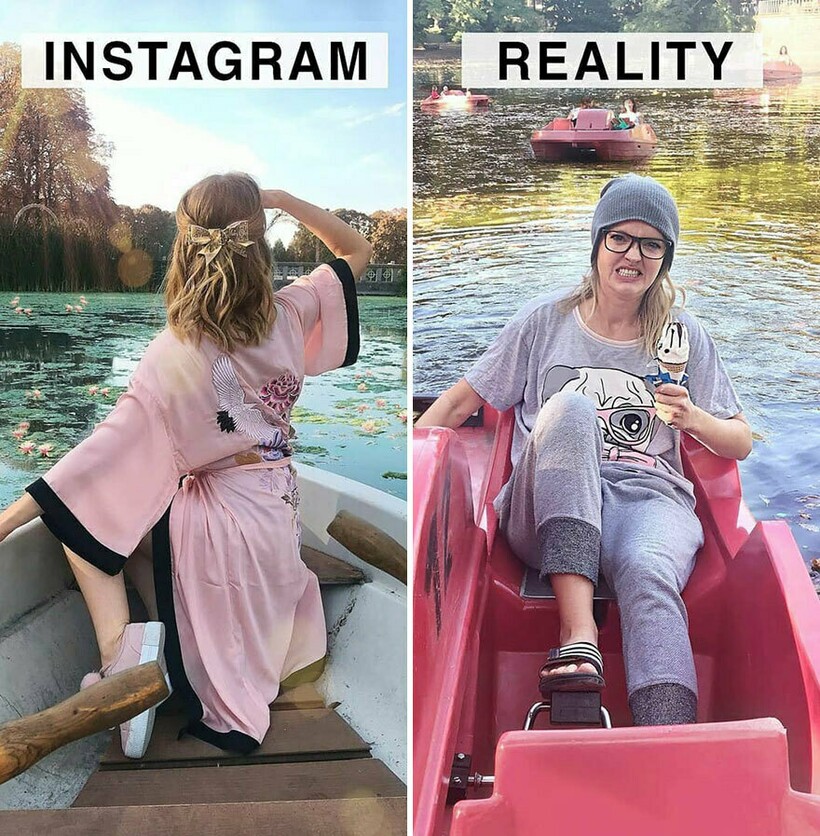 Блог - Instagram VS реальность: девушка высмеивает идеальные снимки из соцсетей Instagram VS реальность: девушка высмеивает идеальные снимки из соцсетей