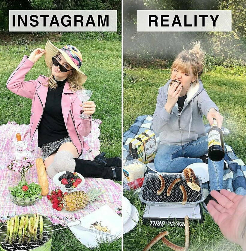 Блог - Instagram VS реальность: девушка высмеивает идеальные снимки из соцсетей Instagram VS реальность: девушка высмеивает идеальные снимки из соцсетей