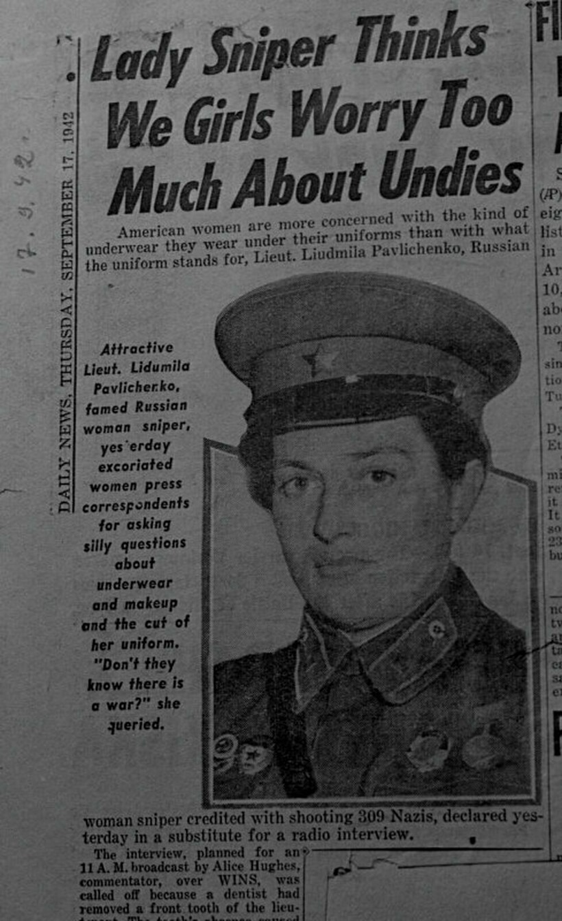 Публикация из американской газеты Daily News от 17 сентября 1942 года Публикация из американской газеты Daily News от 17 сентября 1942 года