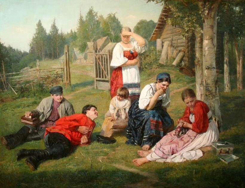 «На крестьянском дворе», 1854-1904. Василий Голынский «На крестьянском дворе», 1854-1904. Василий Голынский