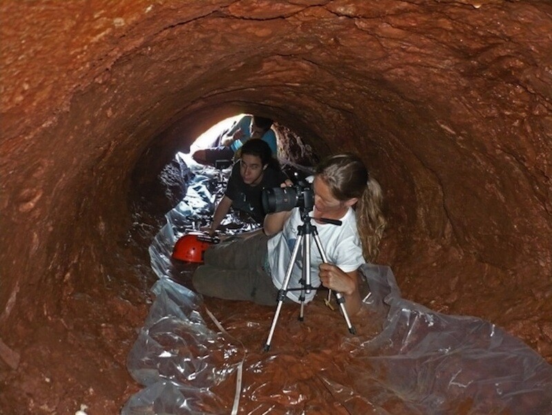 Исследователи внутри гигантской норы. Фото: Projeto Paleotocas Исследователи внутри гигантской норы. Фото: Projeto Paleotocas