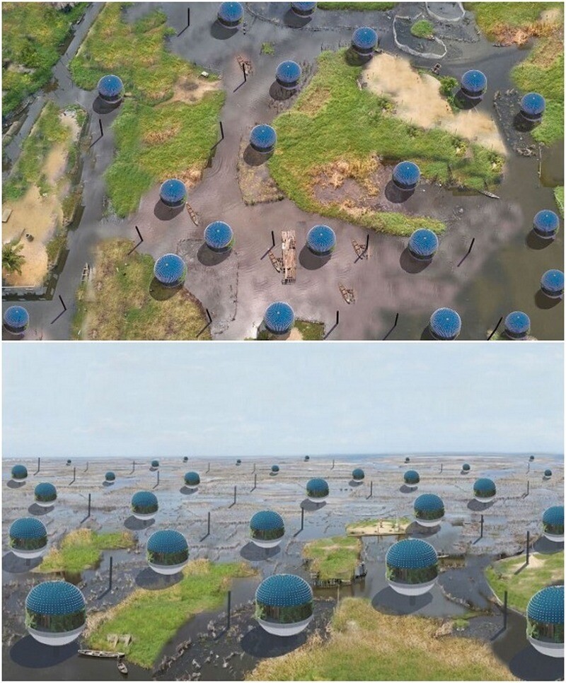 Похоже на гигантских рыб, дрейфующих на поверхности воды? Фото: designboom.com Похоже на гигантских рыб, дрейфующих на поверхности воды? Фото: designboom.com