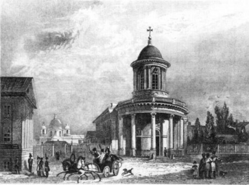 Лютеранская церковь Св. Анны. Гравюра Гоберта с рис. А. М. Горностаева. 1834. Лютеранская церковь Св. Анны. Гравюра Гоберта с рис. А. М. Горностаева. 1834.