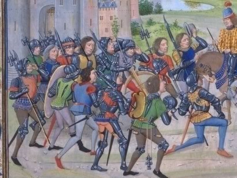 Возвращение Карла VI после битвы при Роозенбеке (1382). Миниатюра из «Хроник» Фруассара, XV в. Возвращение Карла VI после битвы при Роозенбеке (1382). Миниатюра из «Хроник» Фруассара, XV в.