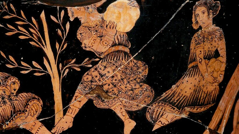 Фракийцы с татуировками убивают Орфея, фрагмент на античной вазе. joshobrouwers.com Фракийцы с татуировками убивают Орфея, фрагмент на античной вазе. joshobrouwers.com