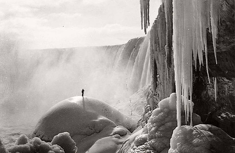 Фантастические пейзажи Ниагарского водопада во льдах на винтажных фотографиях