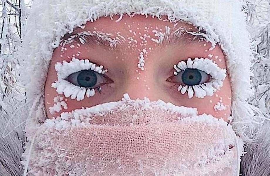 Новые фото из Оймякона, поселка, в котором от мороза -62°C сломался термометр