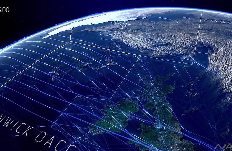 Тысячи самолетов пересекают воздушное пространство над Атлантикой в интересном видео