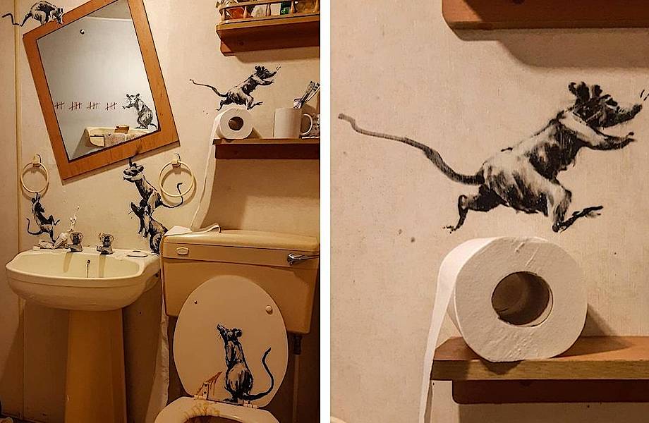 Бэнкси превратил свою ванную комнату в арт-инсталляцию за время карантина 