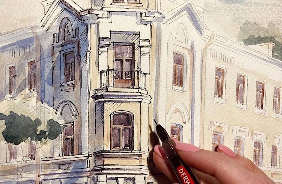 Изысканные акварели передают магию старых европейских городов