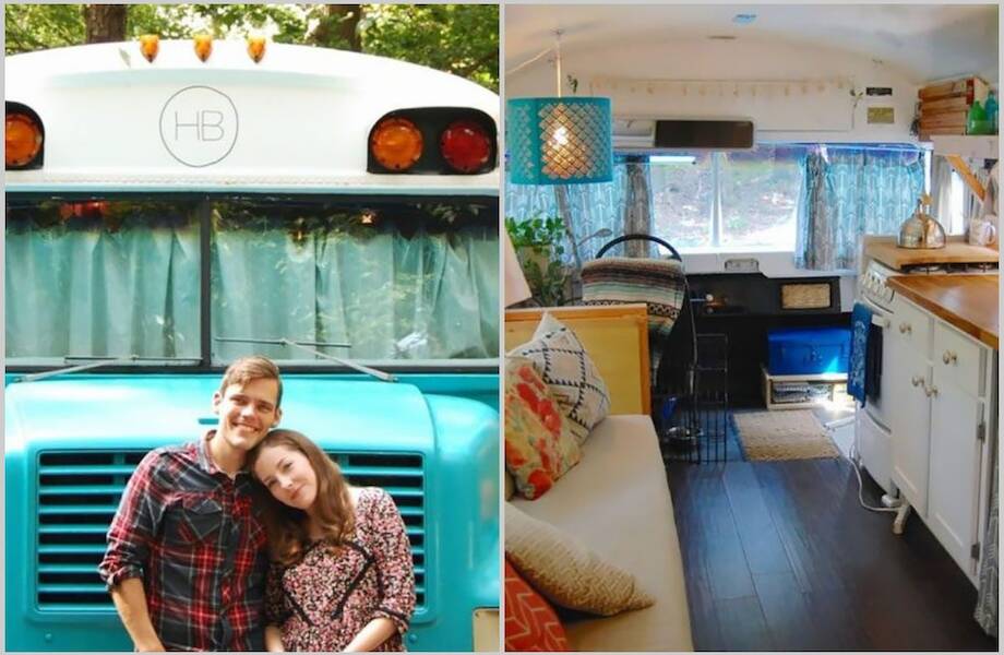 15 классных фото дома на колесах, который когда-то был школьным автобусом